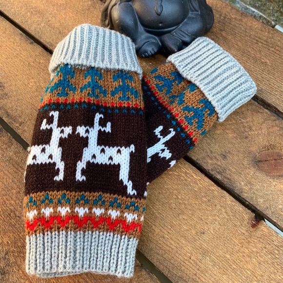 ✨BOHO KNIT HAND ARM WARMER FINGERLESS GLOVES - Picture 2 of 5